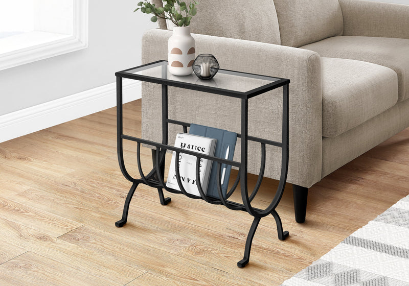 Black Metal with Tempered Glass Accent Table