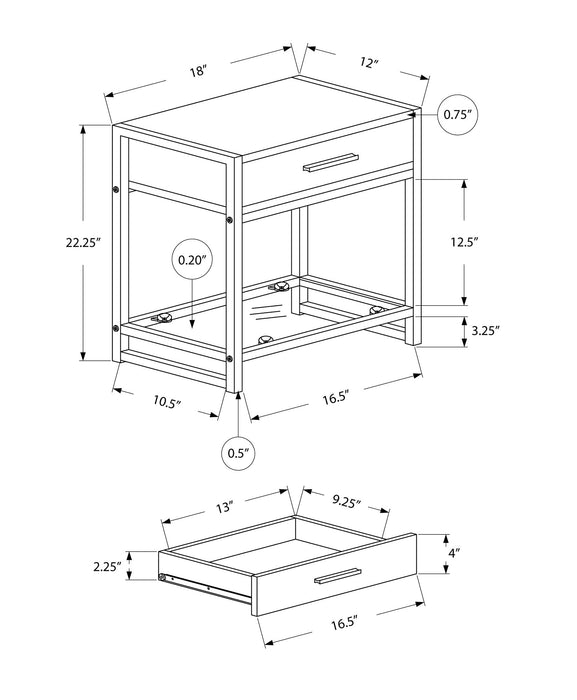 White Silver Metal Tempered Glass Accent Table