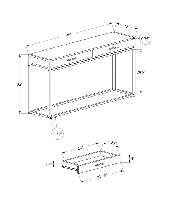 Grey Black Metal Hall Console Accent Table