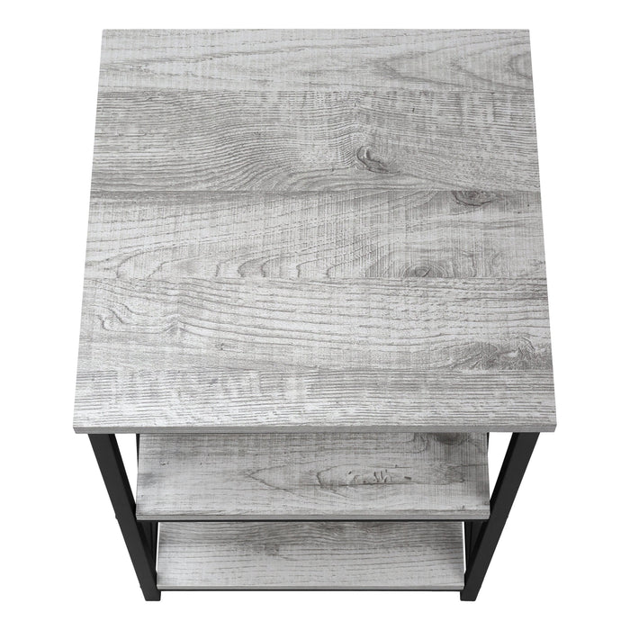Grey Wood-look Black Metal Side Table Nightstand Table