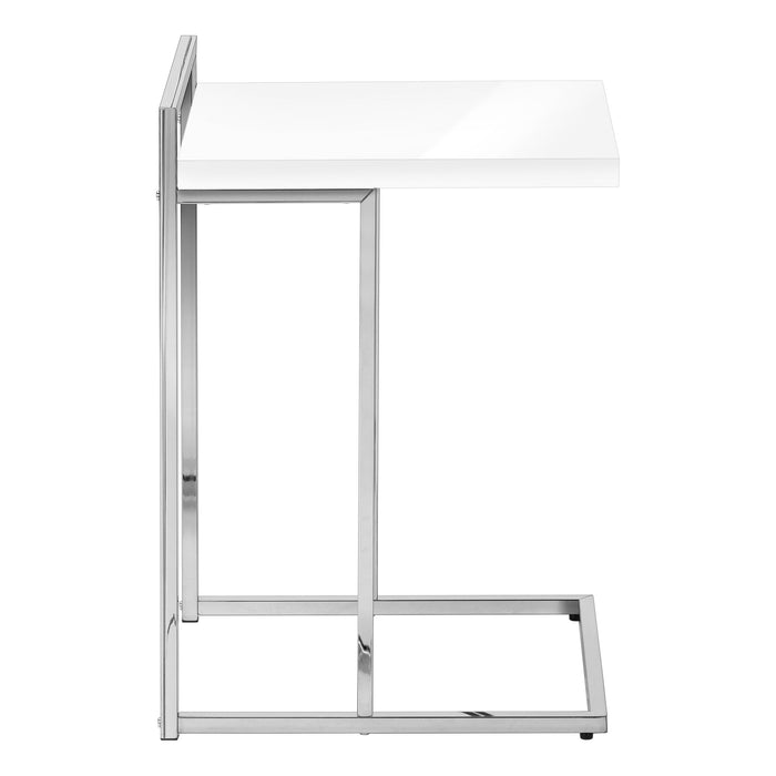 Glossy White Chrome Metal Side Table