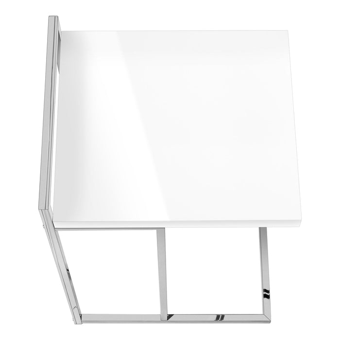 Glossy White Chrome Metal Side Table