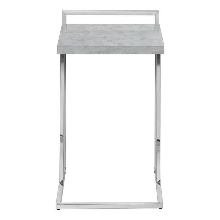 Grey Cement-look Chrome Metal Side Table