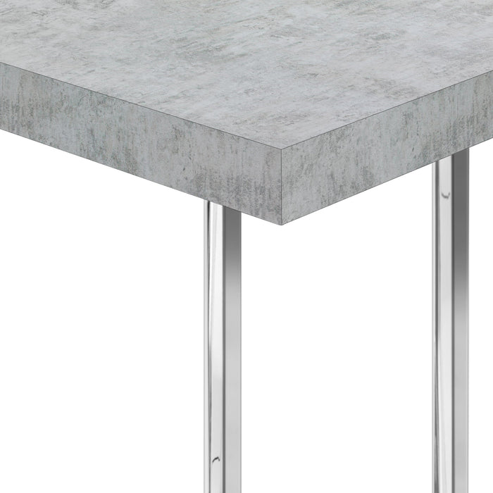 Grey Cement-look Chrome Metal Side Table