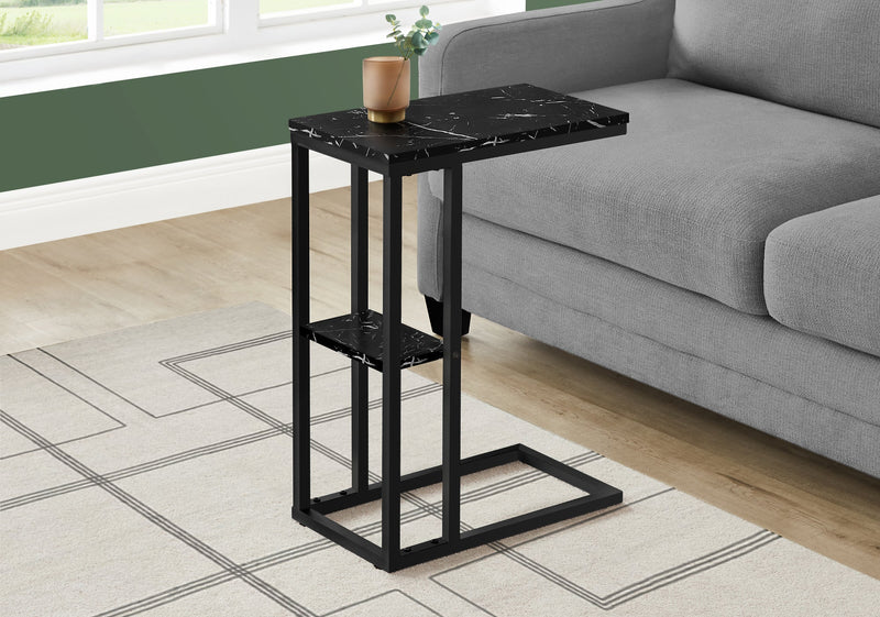 Black Marble-look black Metal Side Table