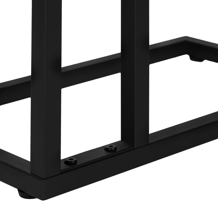 White Marble-look black Metal Side Table