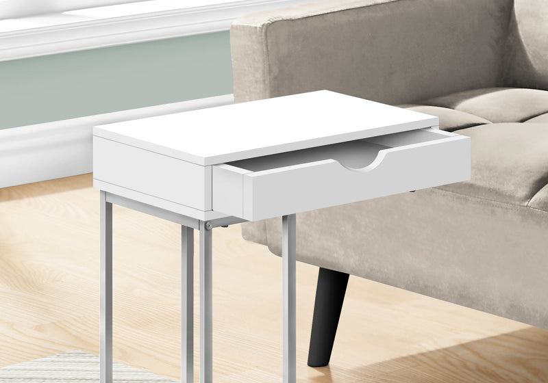 White Silver Side Table