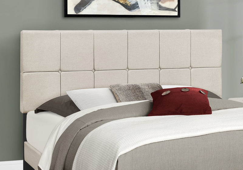 Queen Size Beige Linen-look Bed