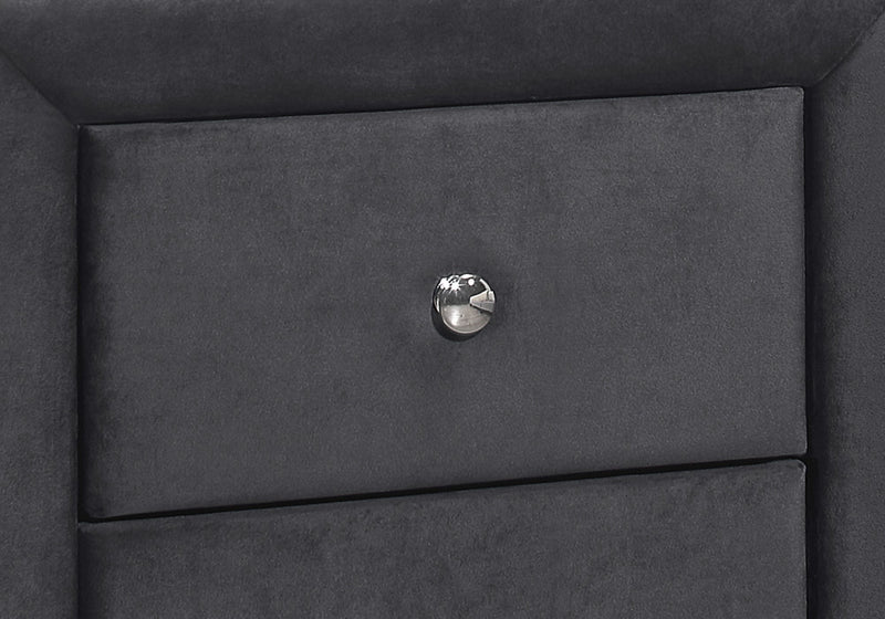 Dark Grey Velvet Bedroom Nightstand