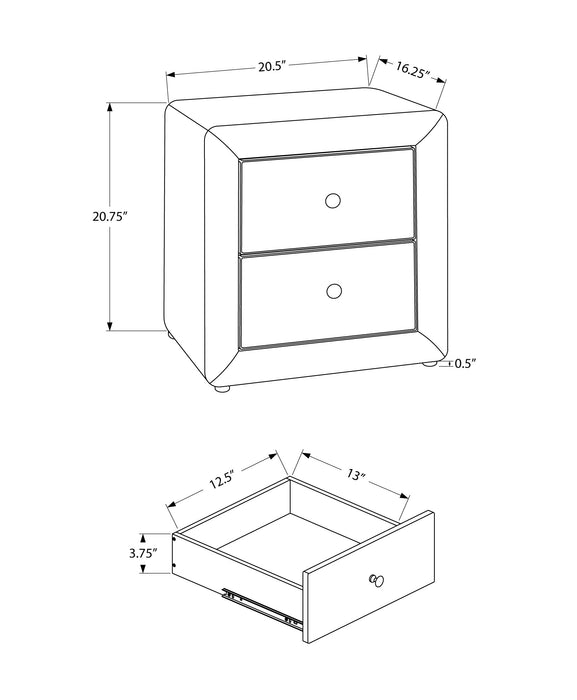 Dark Grey Velvet Bedroom Nightstand