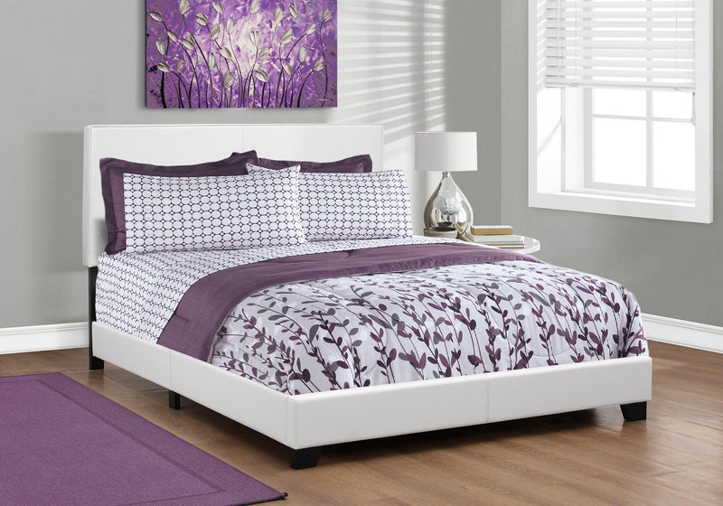 Queen Size White Leather-look Bed