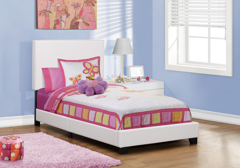 Twin Size White Leather-look Bed