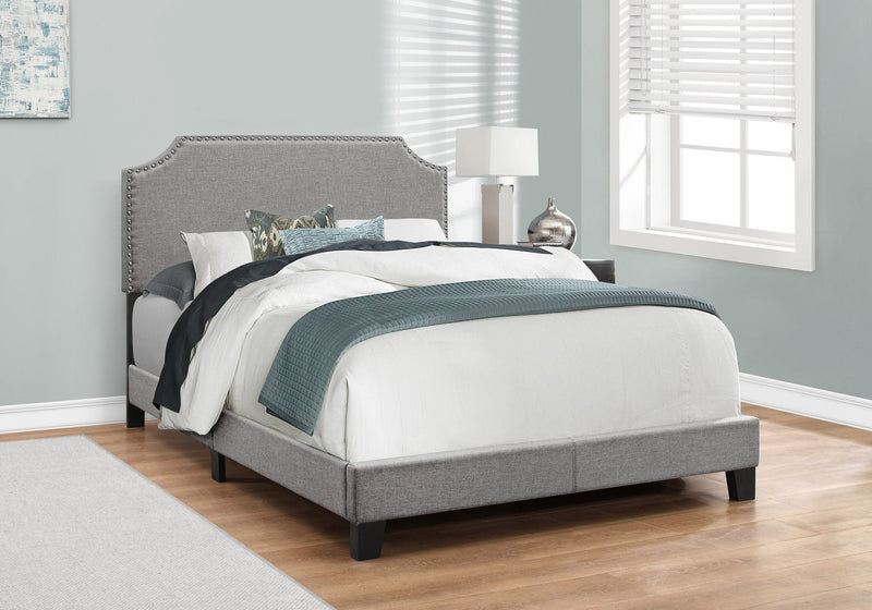 Full Size Grey Linen with Chrome Trim Bed