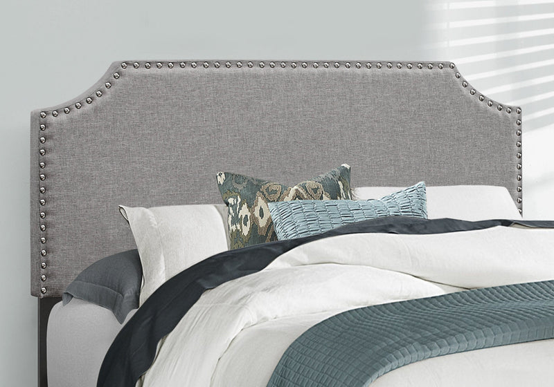 Full Size Grey Linen with Chrome Trim Bed