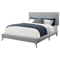 Queen Size Grey Linen with Chrome Legs Bed