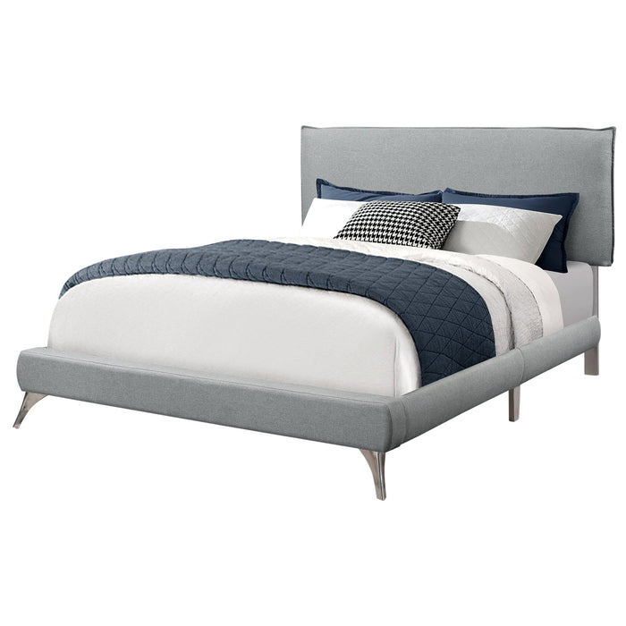 Queen Size Grey Linen with Chrome Legs Bed