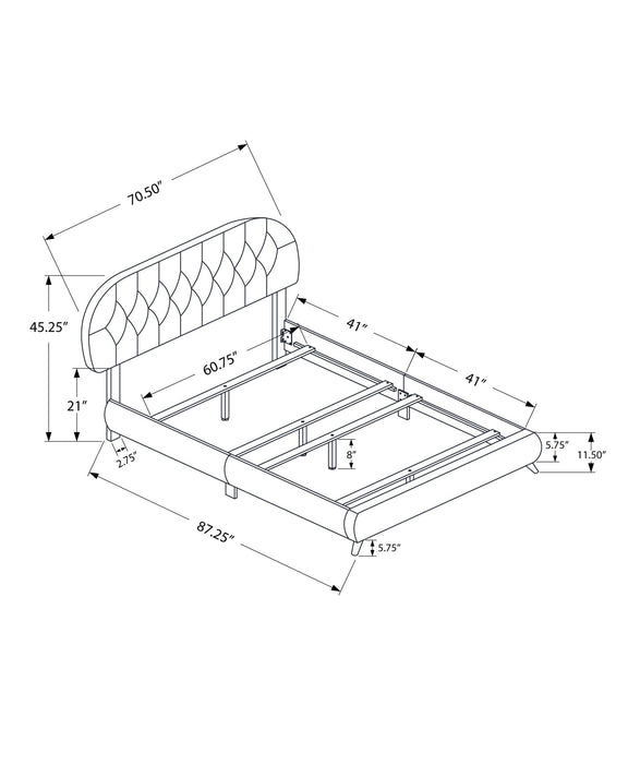 Queen Size Brown Leather-look With Wood Legs Bed