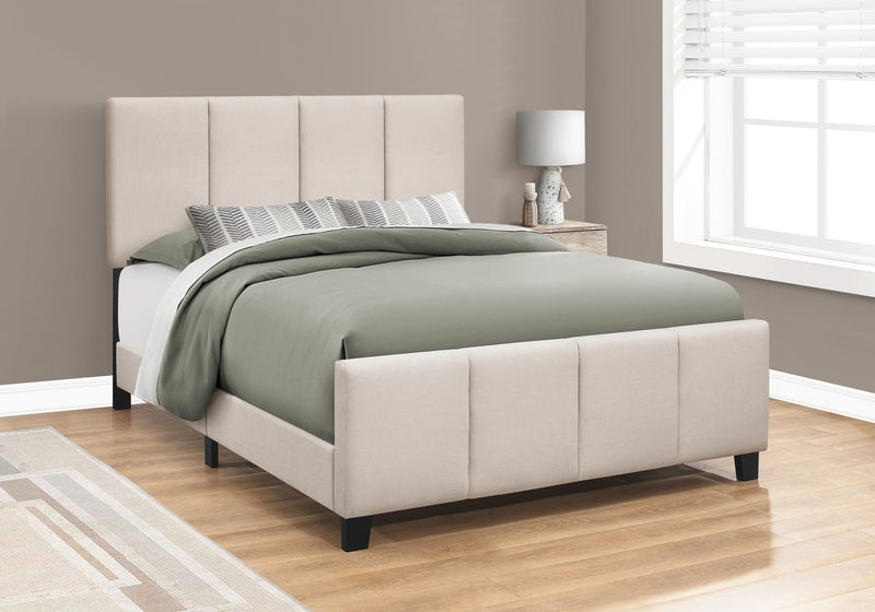 Queen Size Beige Linen-look Bed