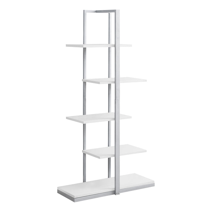 White Silver Metal Bookcase