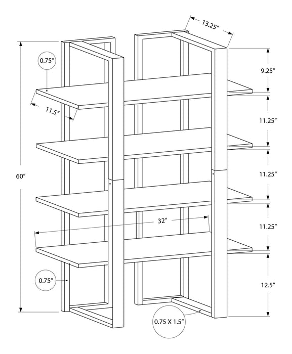 Espresso Silver Metal Bookcase