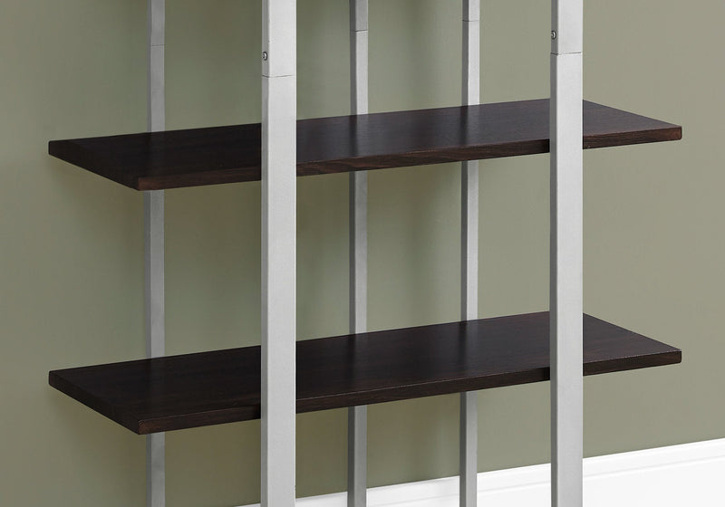 Espresso Silver Metal Bookcase