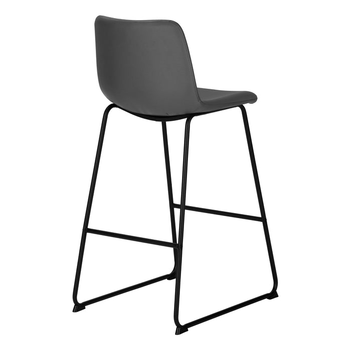 Curved Backrest Grey Leather-look Black Office Chair