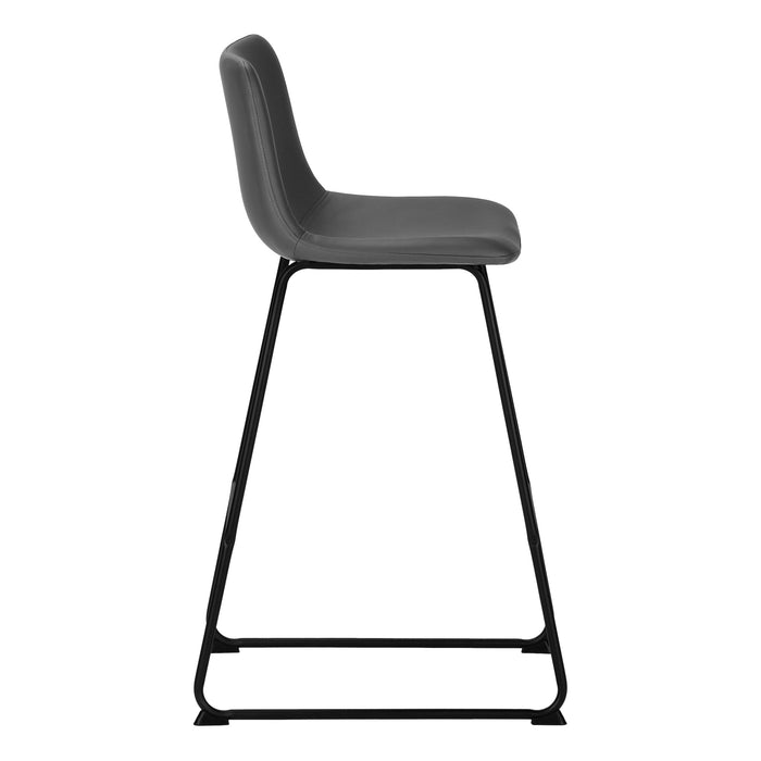 Curved Backrest Grey Leather-look Black Office Chair