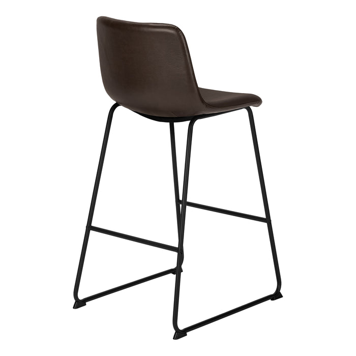 Curved Backrest Brown Leather-look Black Office Chair