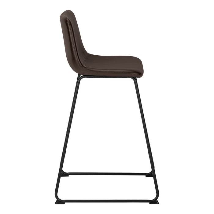 Curved Backrest Brown Leather-look Black Bar Stool