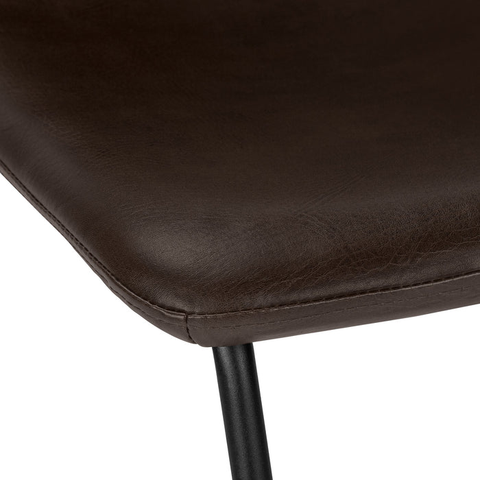 Curved Backrest Brown Leather-look Black Office Chair