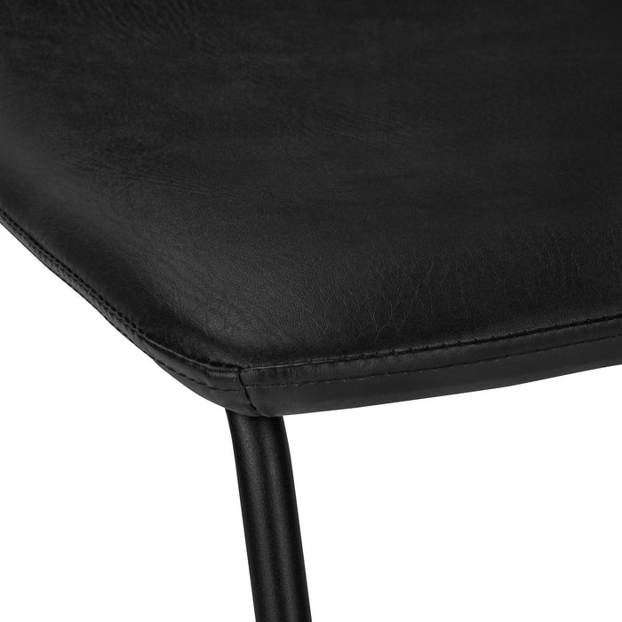 Curved Backrest Black Leather-look Black Bar Stool
