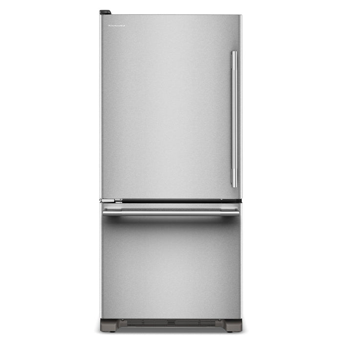 KitchenAid 30\" 19 Cu. Ft. Standard-Depth Bottom Mount Refrigerator - KRBL130SPS