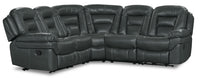 Leo 5-Piece Leather-Look Fabric Reclining Sectional - Grey 