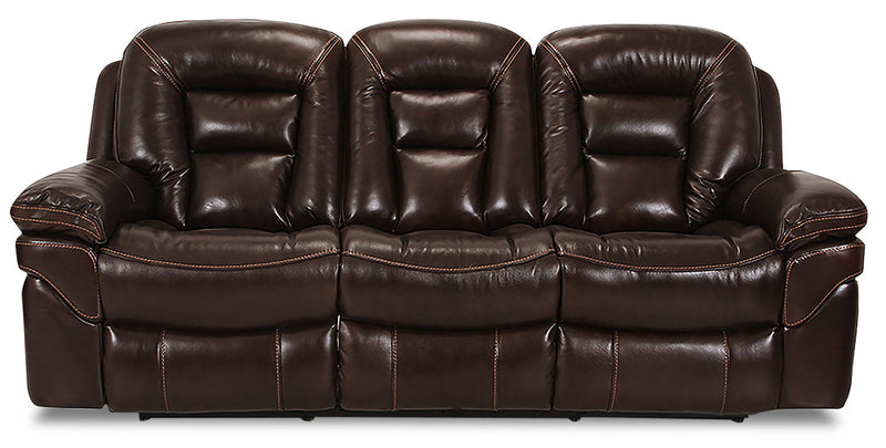 Leo 87.5\" Genuine Leather Power Reclining Sofa - Walnut Brown 