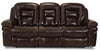 Leo 87.5\" Genuine Leather Reclining Sofa - Walnut Brown 