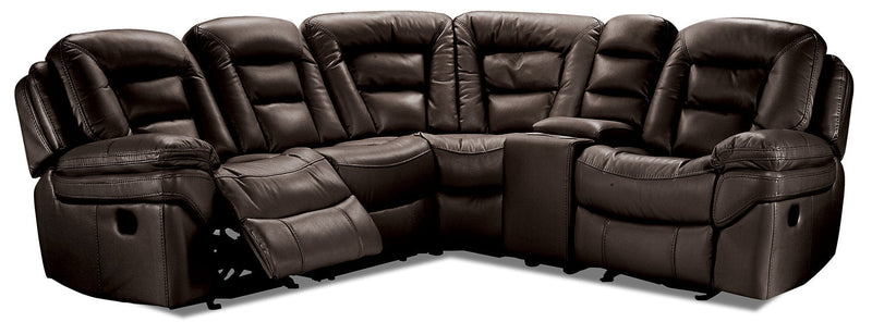 Leo 5-Piece Leath-Aire® Fabric Reclining Sectional - Walnut