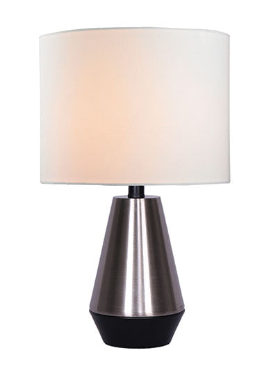 26\" Matte Black and Brushed Steel Accented Table Lamp