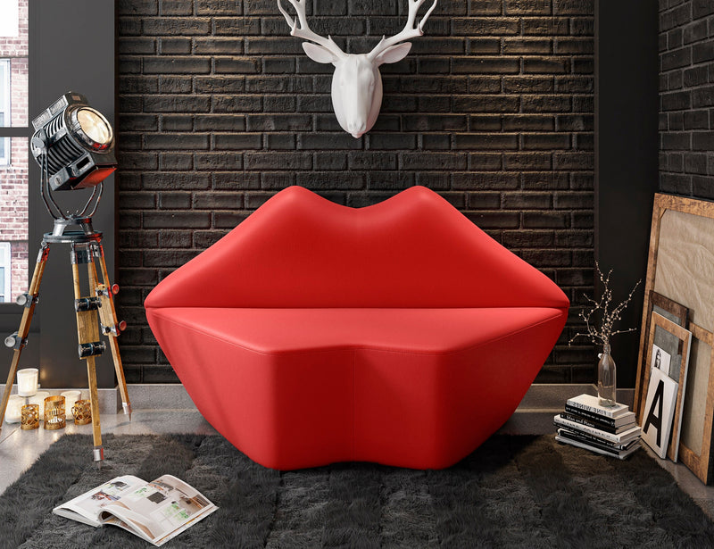 Manhattan Comfort Kiss 61.8\" Faux Leather Loveseat - Red