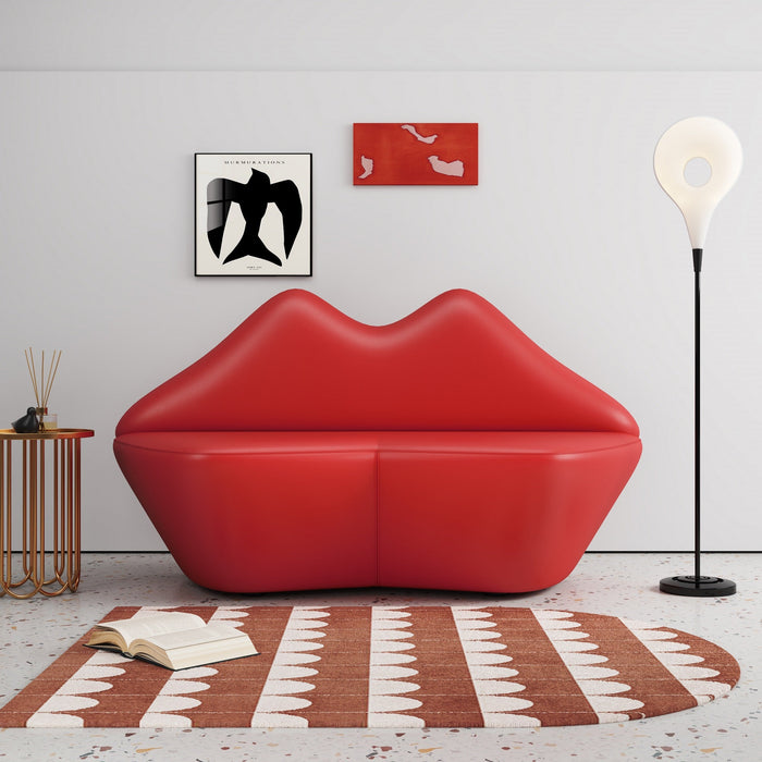 Manhattan Comfort Kiss 61.8\" Faux Leather Loveseat - Red