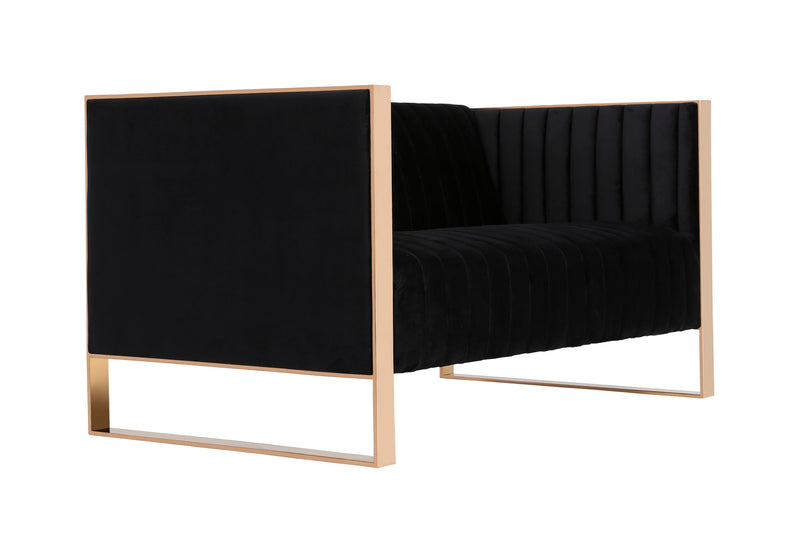 Manhattan Comfort Trillium 57.48\" Velvet Loveseat - Black & Gold
