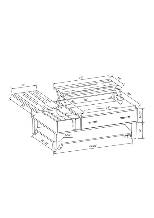 Landon Coffee Table with Lift Top - Grey