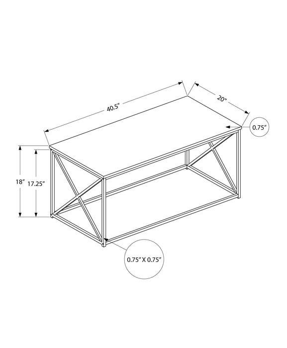 Millie 40.5\" Modern Coffee Table - Grey Stone Look with Black Metal Base