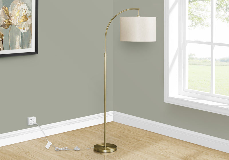 65\" Brass Metal Arc Floor Lamp