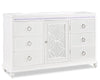 Ava Bedroom 7-Drawer Dresser with LED Light, 67\"W x 39\"H, Glam - White 