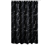 Polyester Silver Foil Marble Printed Shower Curtain Black