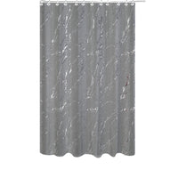Polyester Silver Foil Marble Printed Shower Curtain Grey