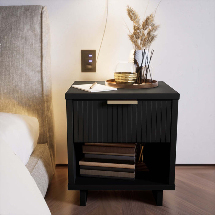 Manhattan Comfort Granville Modern Nightstand with 1 Full Extension Drawers - Sage Green