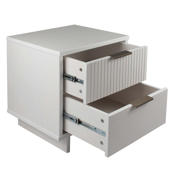 Manhattan Comfort Granville Modern Nightstand with Full Extension Drawer - White