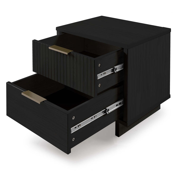 Manhattan Comfort Granville Modern Nightstand with 2 Full Extension Drawers - White