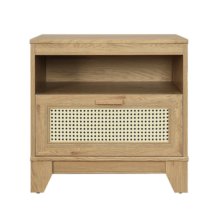 Manhattan Comfort Sheridan Modern Cane Nightstand - Natural